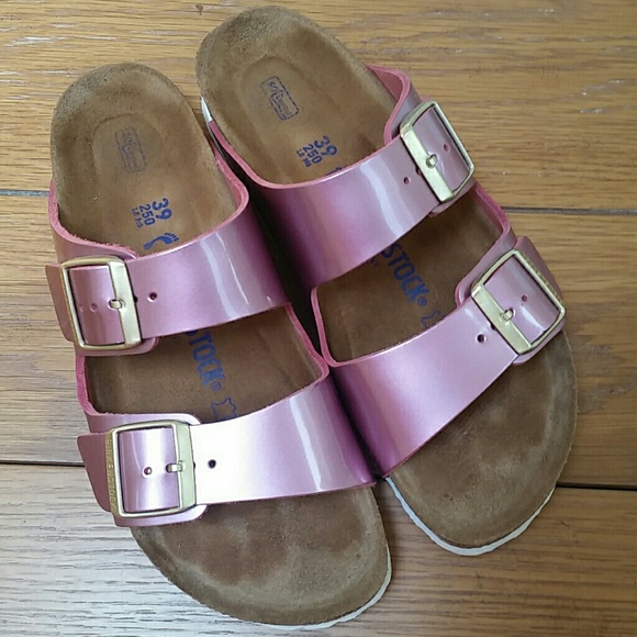 birkenstock arizona metallic pink